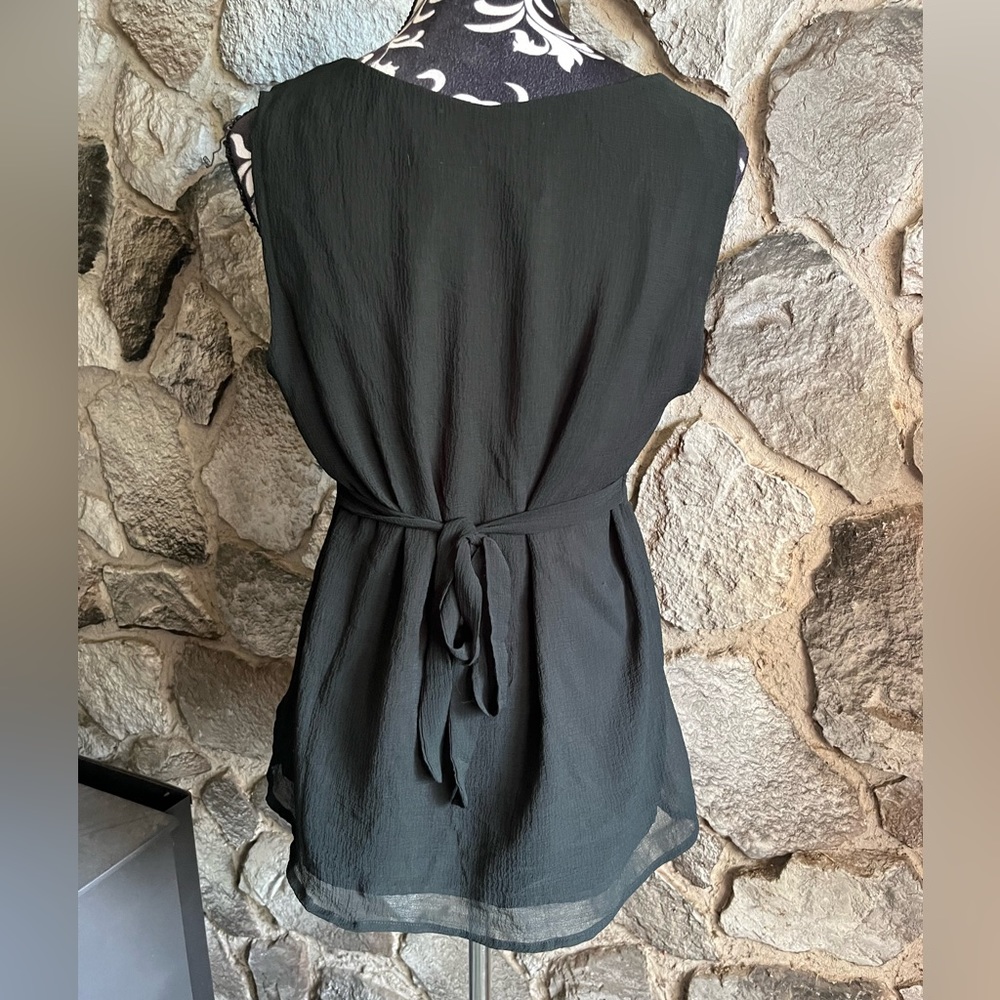 Merona Black Tie Back Tank Top L - Picture 4 of 4